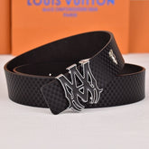 Amiri Belt Black small checkered pattern Golden deer logo